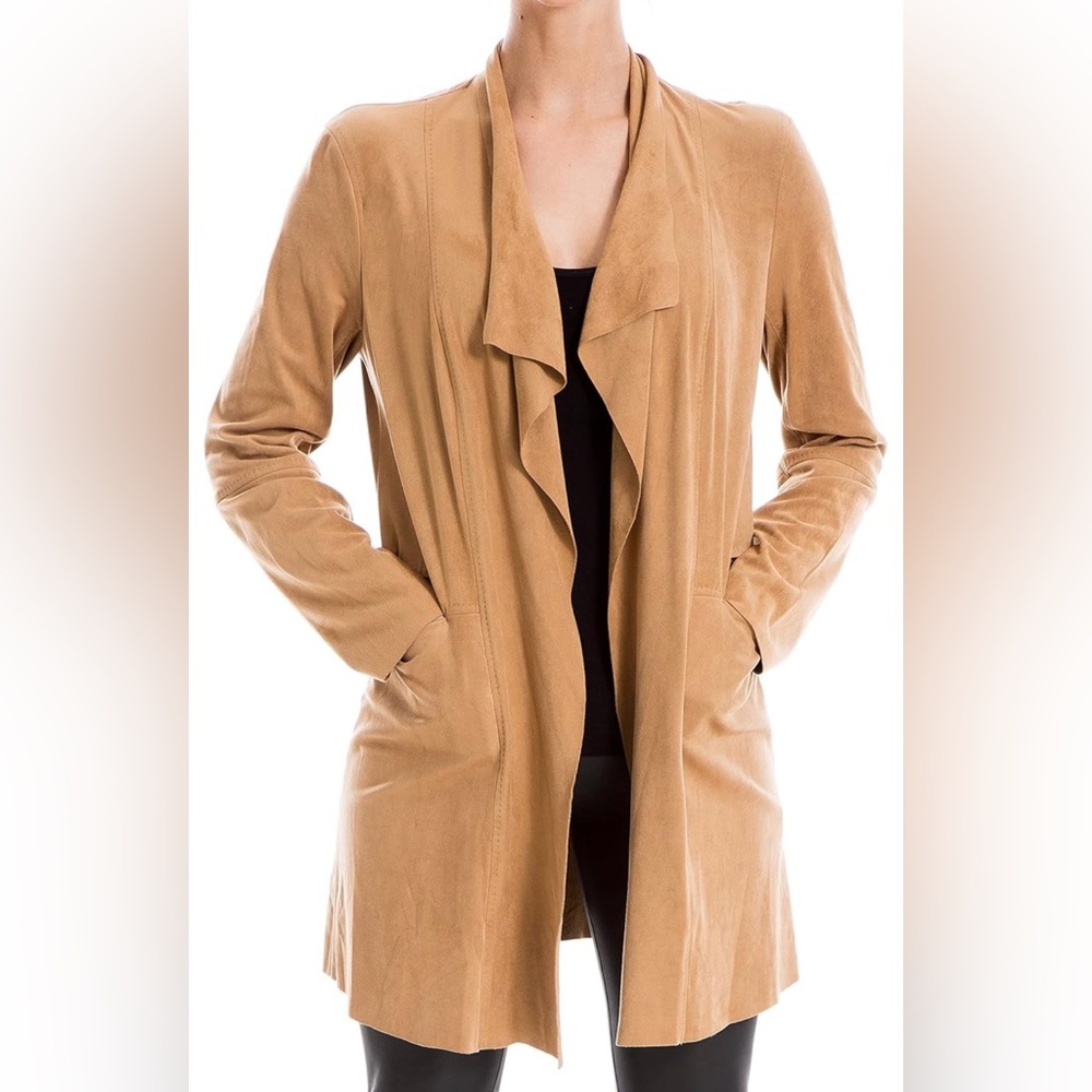 NEW With Tags MAX STUDIO LONDON Vicuna Tan Camel Nude Faux Suede Jacket